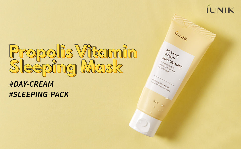 iUNIK Propolis Vitamin Glow Sleeping Mask - Vegan Night Moisturiser Cream, 50ml - 1