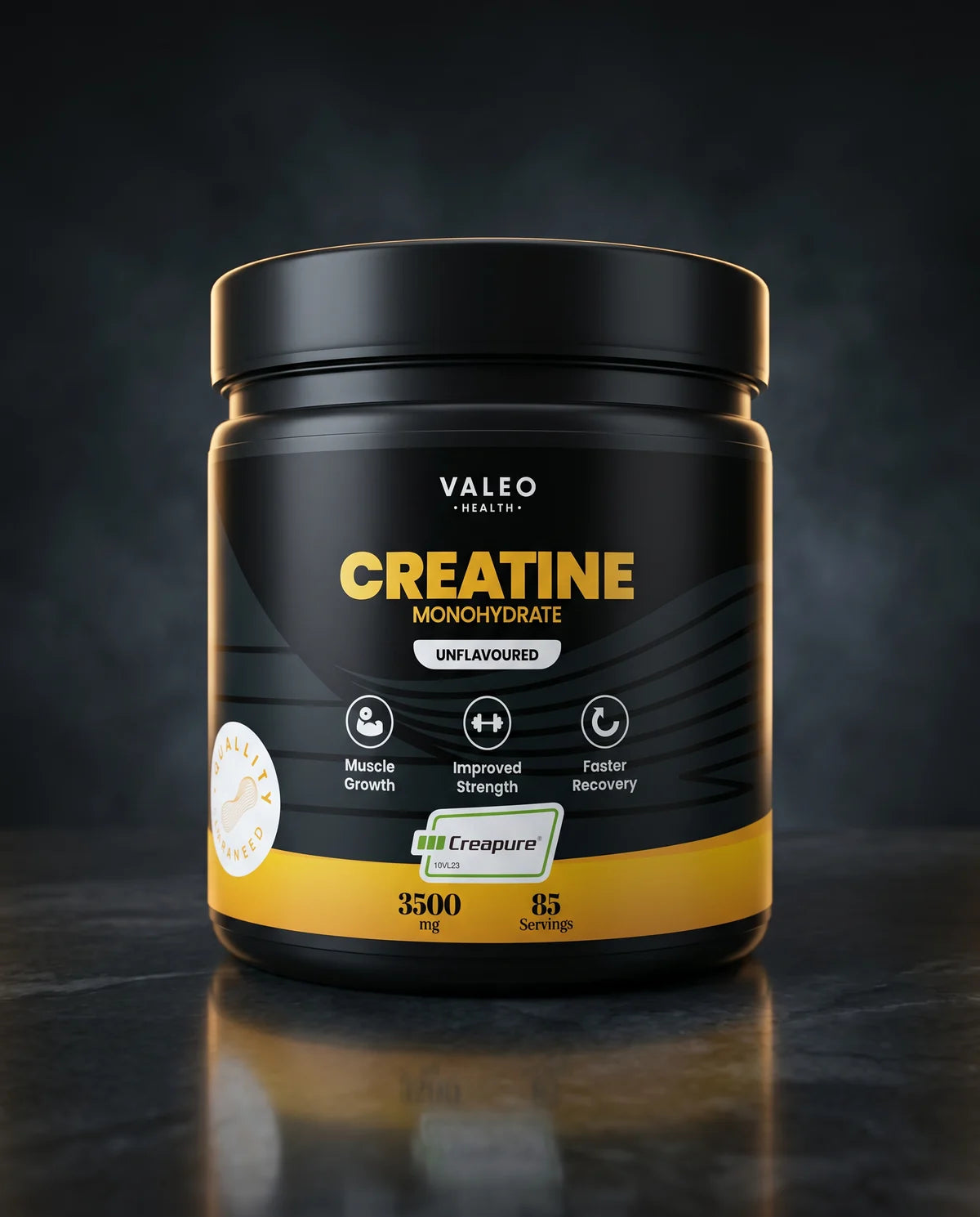 Valeo Creatine Monohydrate 300g jar, 100% Creapure, unflavoured, 85 servings