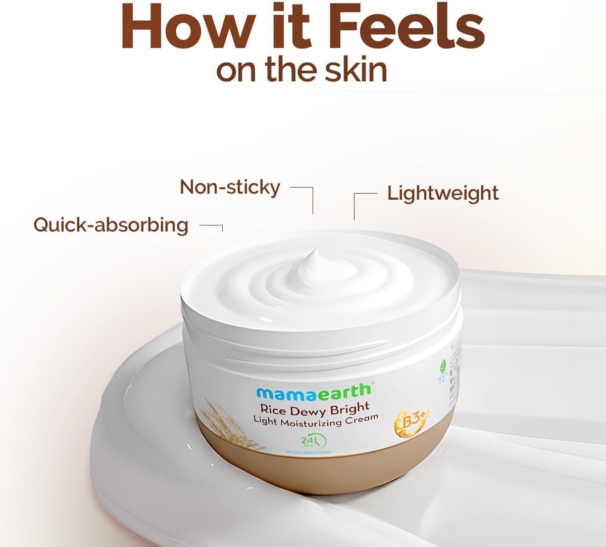 Mamaearth Rice Dewy Bright Moisturizing Cream - Rice Water & Niacinamide, 100ml