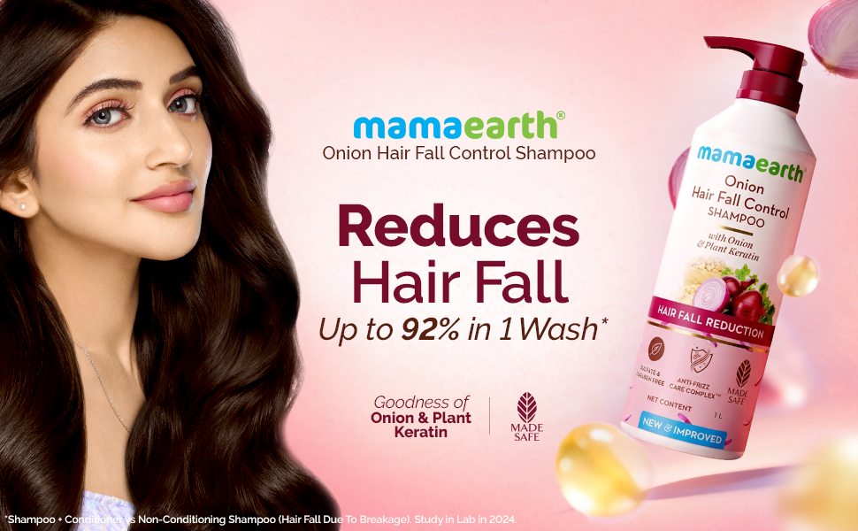 Mamaearth Onion Shampoo - Plant Keratin for Hair Fall Control - 1 Litre - 1