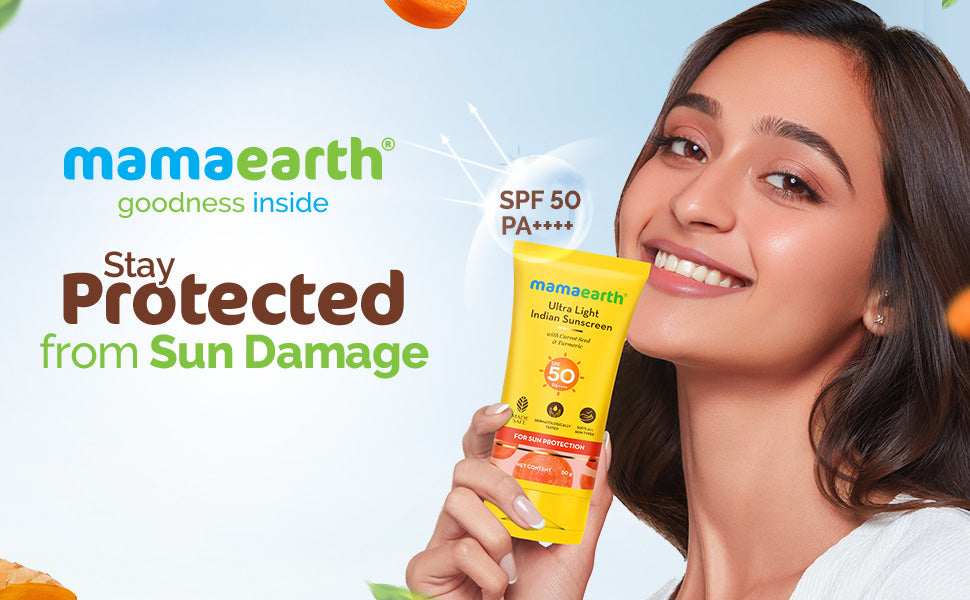 Mamaearth Ultra Light Indian Sunscreen SPF50 PA++++ - Carrot Seed & Turmeric, 80g - 1