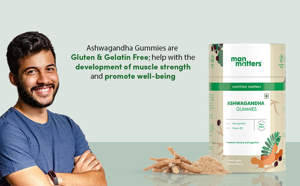 Man Matters Ashwagandha Gummies with Vitamin D2, 60 Gummies - Vegan & Gluten-Free - 2