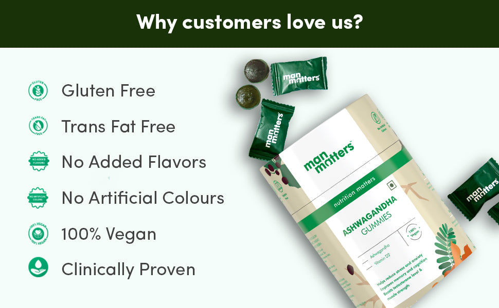Man Matters Ashwagandha Gummies with Vitamin D2, 60 Gummies - Vegan & Gluten-Free - 3