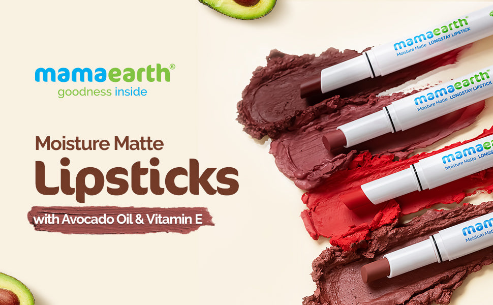 Mamaearth Moisture Matte Lipstick - Raspberry Scarlet, Avocado Oil & Vitamin E, 2g - 1