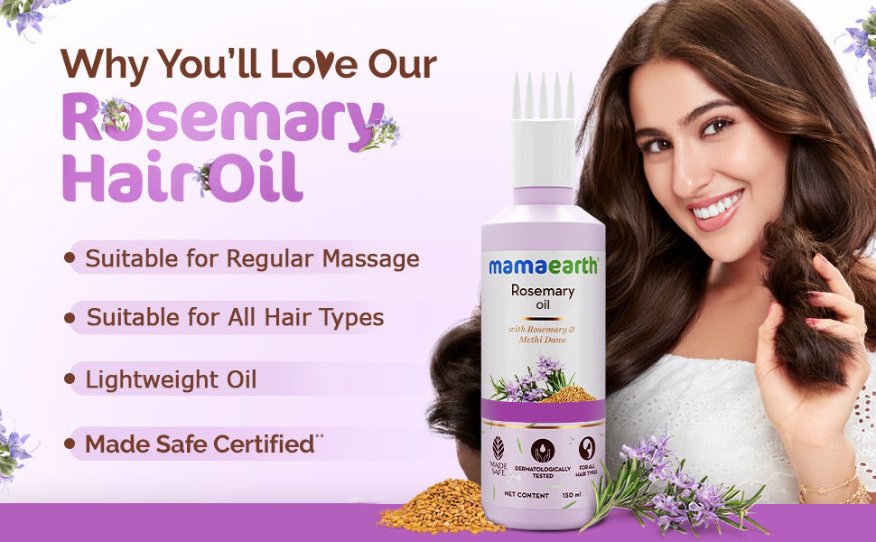 Mamaearth Rosemary Hair Growth Oil - With Methi Dana & Curry Leaves, 150ml - 3