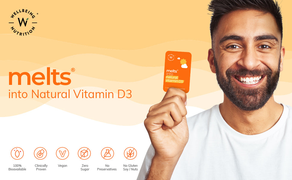 مكملات فيتامين د3 الطبيعي وأستازانتين من ويلبيينغ نيوتريشن (Wellbeing Nutrition Melts) - 1