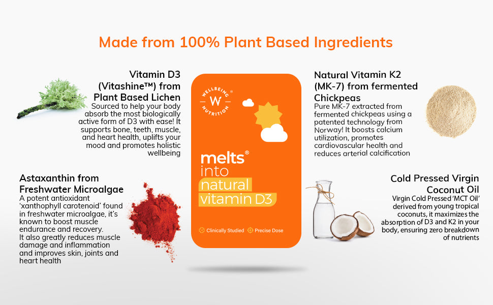 مكملات فيتامين د3 الطبيعي وأستازانتين من ويلبيينغ نيوتريشن (Wellbeing Nutrition Melts) - 2