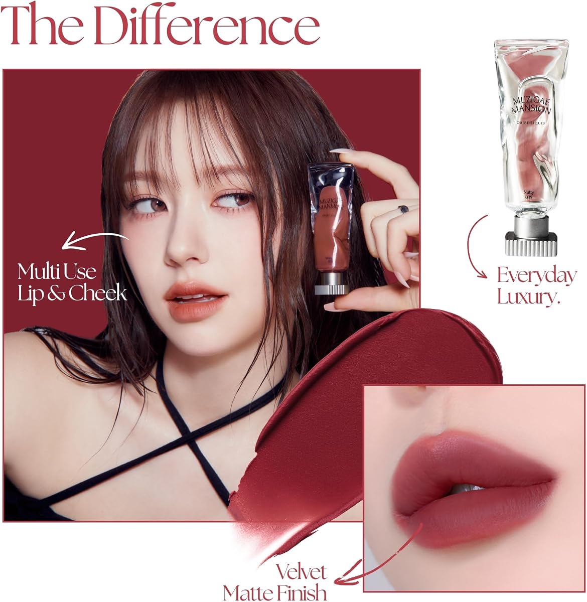 MUZIGAE Objet Lip Stain - Velvet Matte, Long-Lasting, 6ml