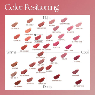 MUZIGAE Objet Lip Stain - Velvety Matte Liquid, Waterproof Finish, 6ml
