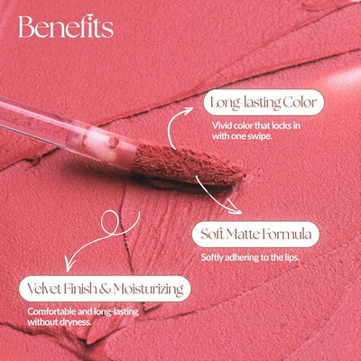 MUZIGAE Objet Lip Stain - Velvety Matte Liquid, Waterproof Finish, 6ml