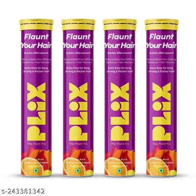 Plix Beauty Combo Heavenly Hair & Glowy Skin - 15 Effervescent Tablets, Pack of 4