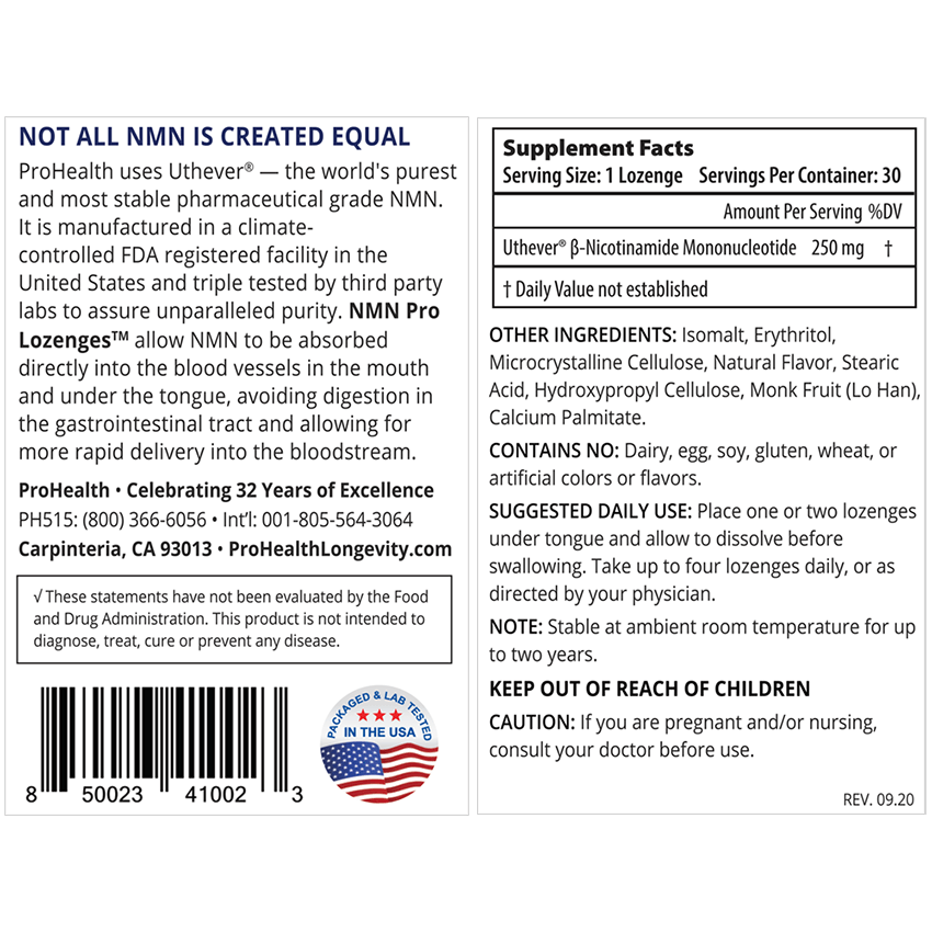 ProHealth NAD+ Pro Lozenges with Uthever NMN 250mg, 30 Count - Image 2