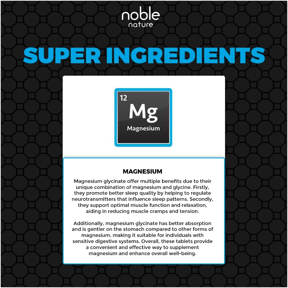 Noble Magnesium Glycinate Chelated - High Absorption, 120 Veg Tablets