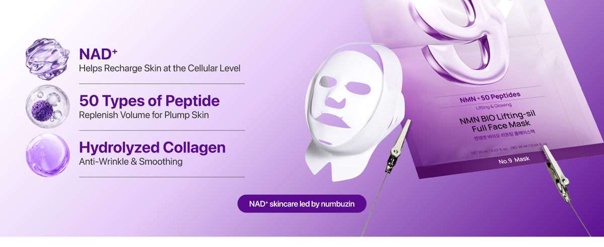 Numbuzin NAD+ BIO Lifting Full Cover Facial Sheet Mask - 4 Sheets + Lifting Band - 2