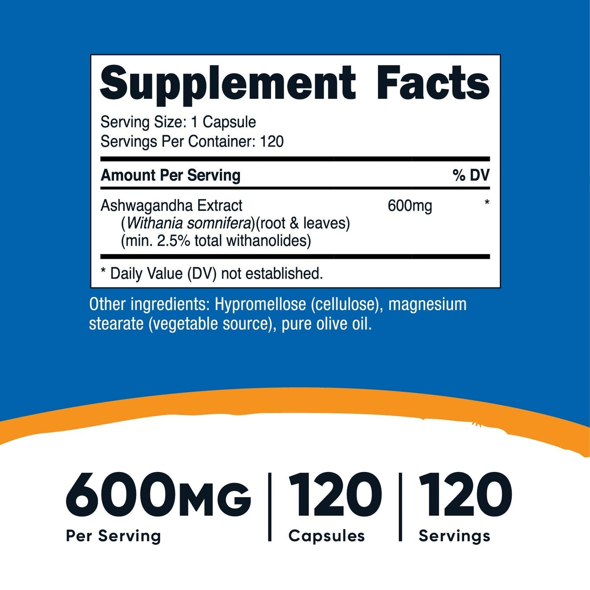 Nutricost Ashwagandha Herbal Supplement, 600mg, 120 Vegetarian Capsules - Image 2