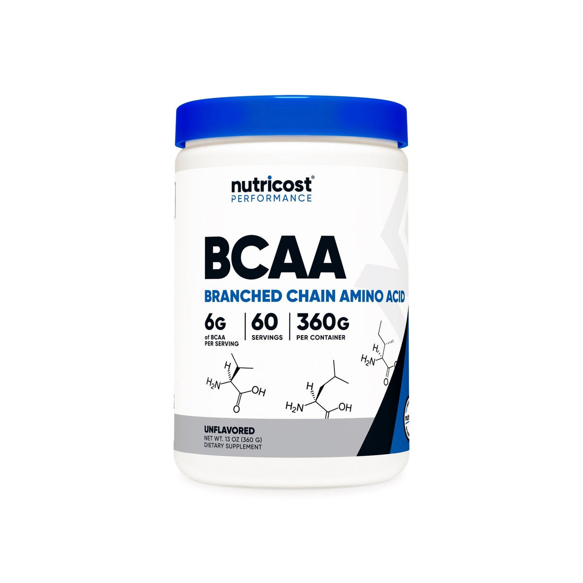 Nutricost BCAA Powder 2:1:1 - Unflavored, Vegetarian, 60 Servings