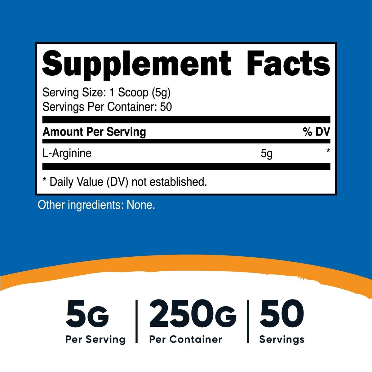 Nutricost Pure L-Arginine Powder - 5000mg Per Serving, 250g, 50 Servings - Image 2