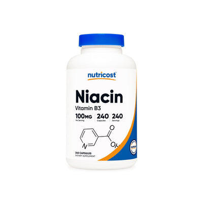 Nutricost Niacin (Vitamin B3) Capsules, 100mg, 240 Count, Non-GMO, Gluten Free