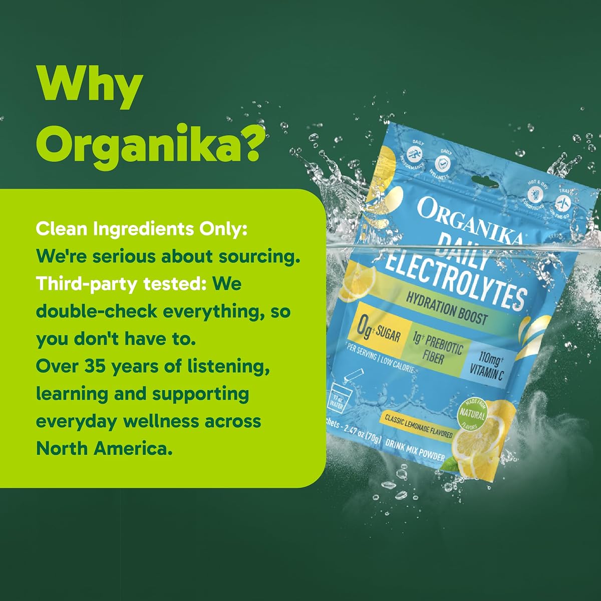 Organika Electrolytes - Classic Lemonade Powder Sachets, 20 x 3.5g