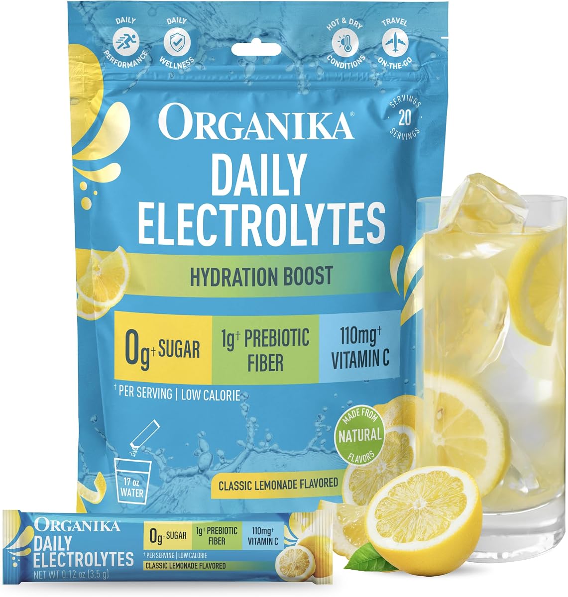 Organika Electrolytes - Classic Lemonade Powder Sachets, 20 x 3.5g