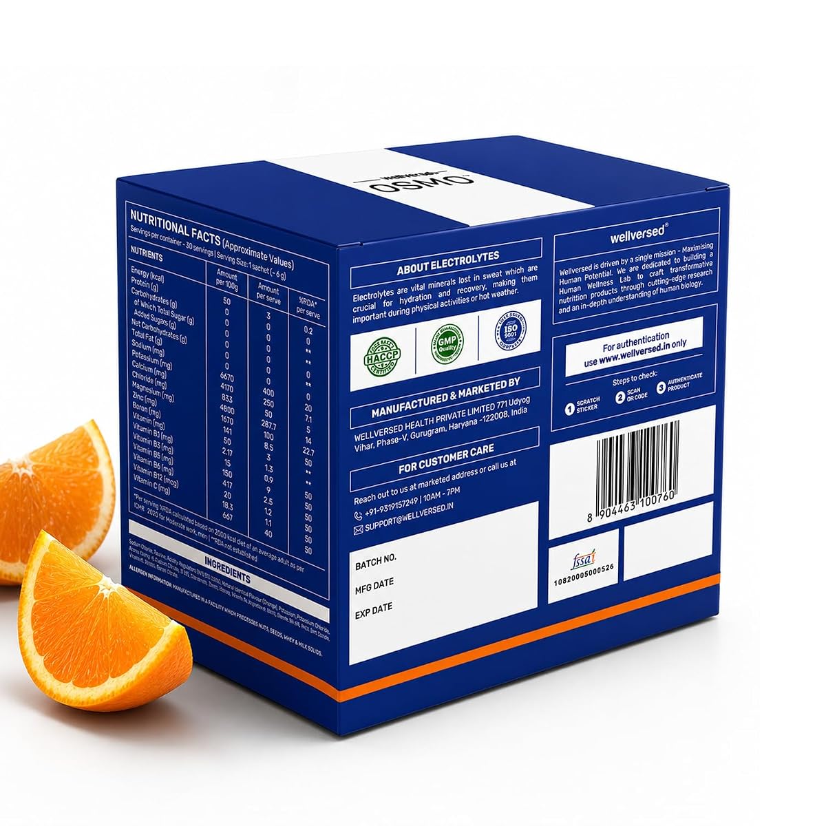 OSMO Electrolyte Sachets - Zero Sugar, Valencia Orange Flavour, 180g, 30 Servings