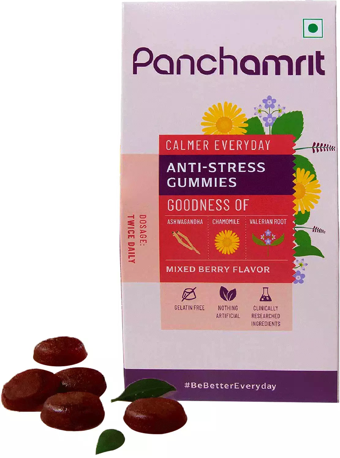 Panchamrit Calmer Everyday Anti-Stress Herbal Gummies, 30 Pack