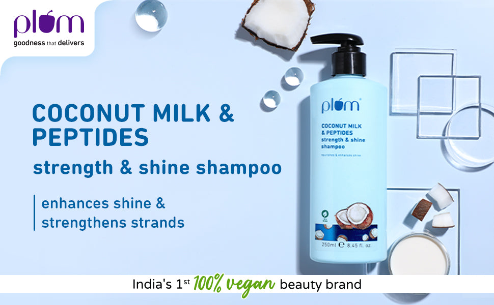 Plum Coconut Milk & Peptides Strength & Shine Shampoo | 250ml | Full Size - 1