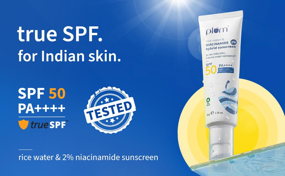 Plum SPF50 Sunscreen with Rice Water & Niacinamide - 50g - 1