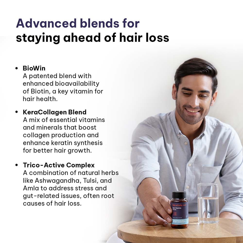 HK Vitals Hair Vitamin with DHT Blockers - Omega & Biotin Capsules, 60 Count - Image 3