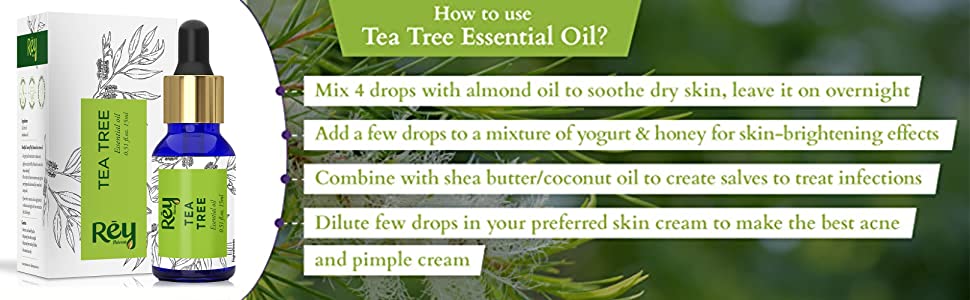 ReyNaturals Tea Tree Essential Oil for Hair, Skin and Face - 15ml - 3