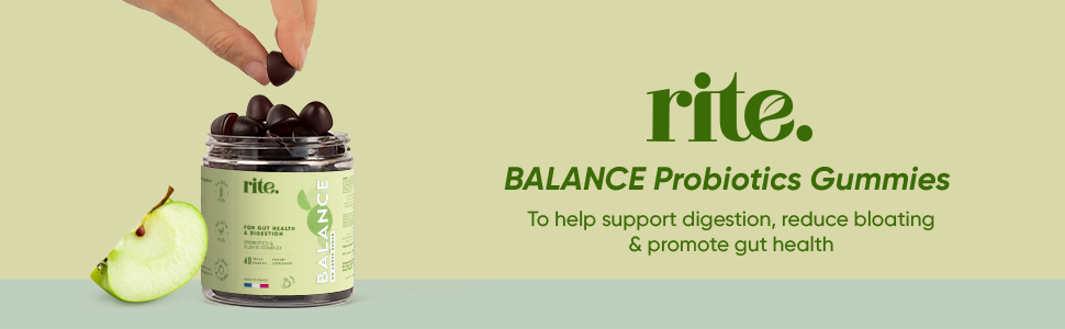 Rite Balance Probiotics Vegan Gummies - Sugar-Free, Apple Flavour, 60 Count - 1
