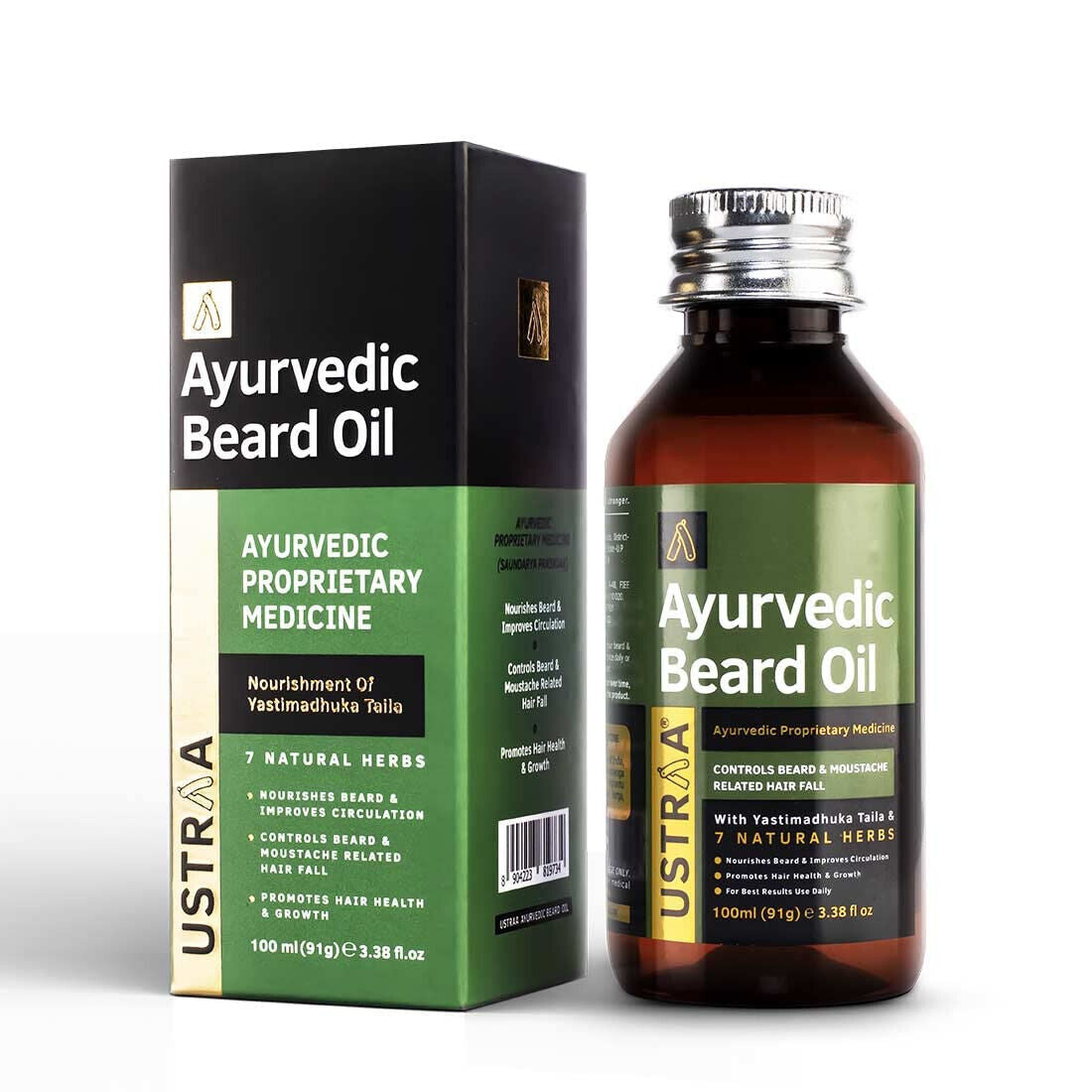 Ustra Ayurvedic Beard Oil with Yastimadhuka Taila, 100ml