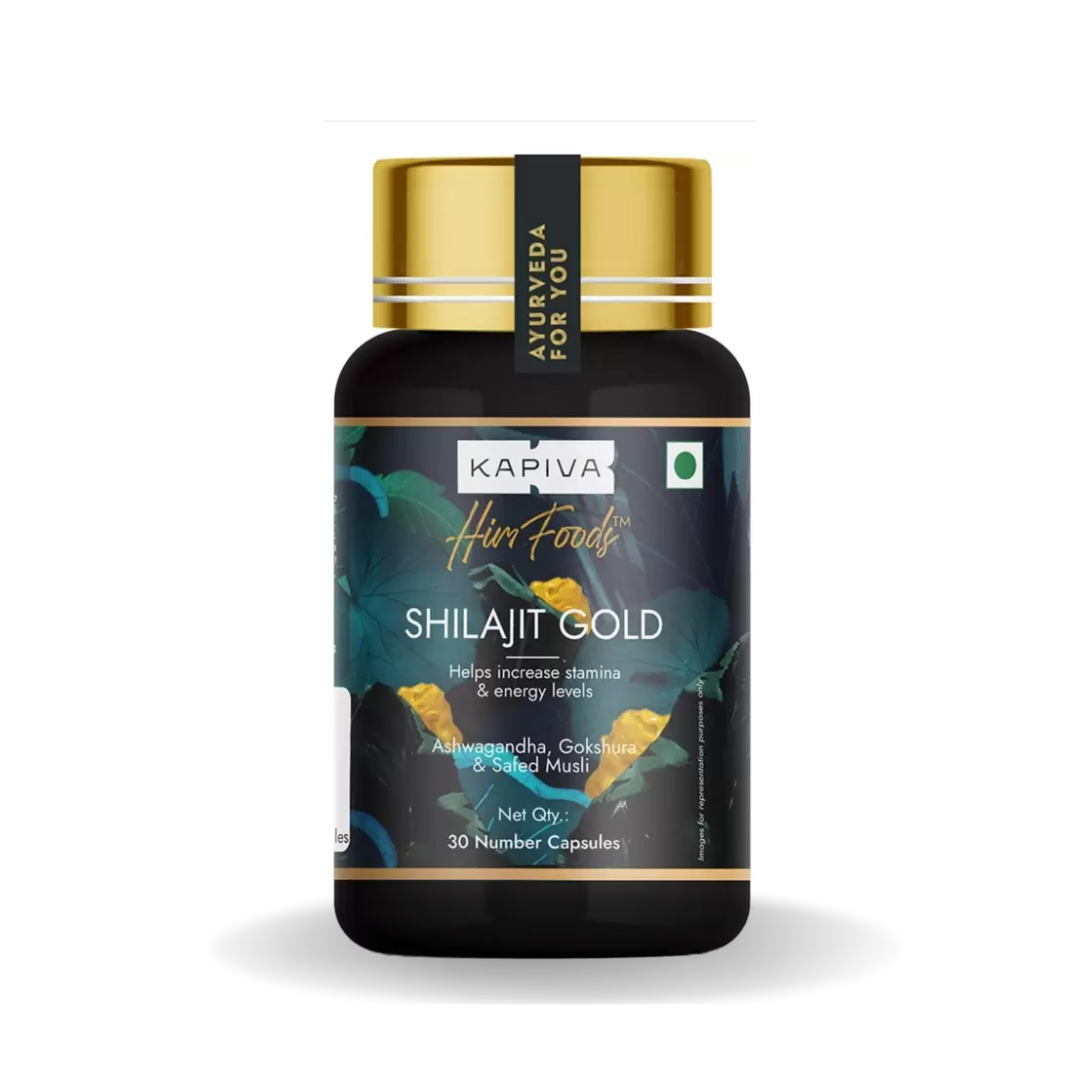 Kapiva Shilajit Gold 30 Capsules | Contains 24 Carat Gold | Boosts Stamina In 4 Weeks | 100% Ayurvedic