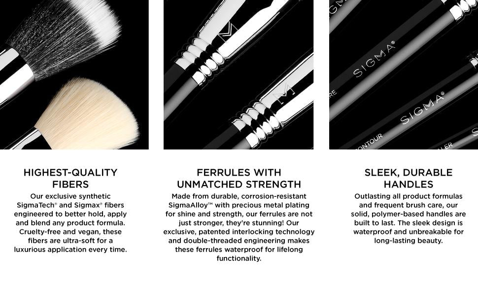 Sigma Beauty Essential Trio Brush Set - Synthetic Face & Eye Brushes, Vegan & Cruelty-Free - 3 Pieces - 2