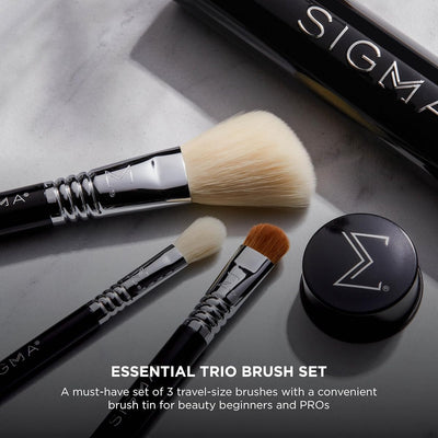 Sigma Beauty Essential Trio Brush Set - Synthetic Face & Eye Brushes, Vegan & Cruelty-Free - 3 Pieces