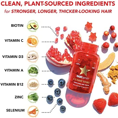 Hairtamin Gummy Stars Hair Vitamin - Vegan Gummies, 60 Count - Image 7