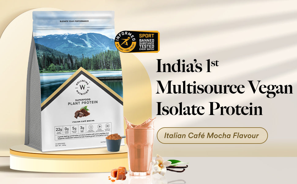 Wellbeing Nutrition Superfood Plant Protein Italian Café Mocha - Sports Nutrition Powder - 1