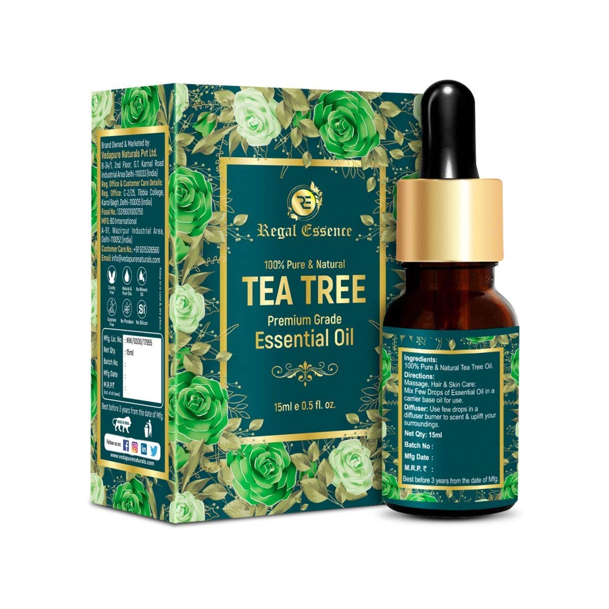 Vedapure Tea Tree Essential Oil - Herbal & Ayurvedic - 15 ml - Image 2