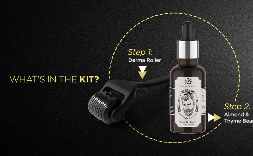 The Man Company Beard Oil with Almond & Thyme and Derma Roller - 30ml - 5