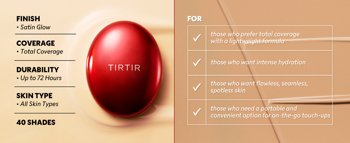 TIRTIR Mask Fit Red Cushion Foundation - Semi-Matte, Long-Lasting, Buildable Coverage - 18g - 4