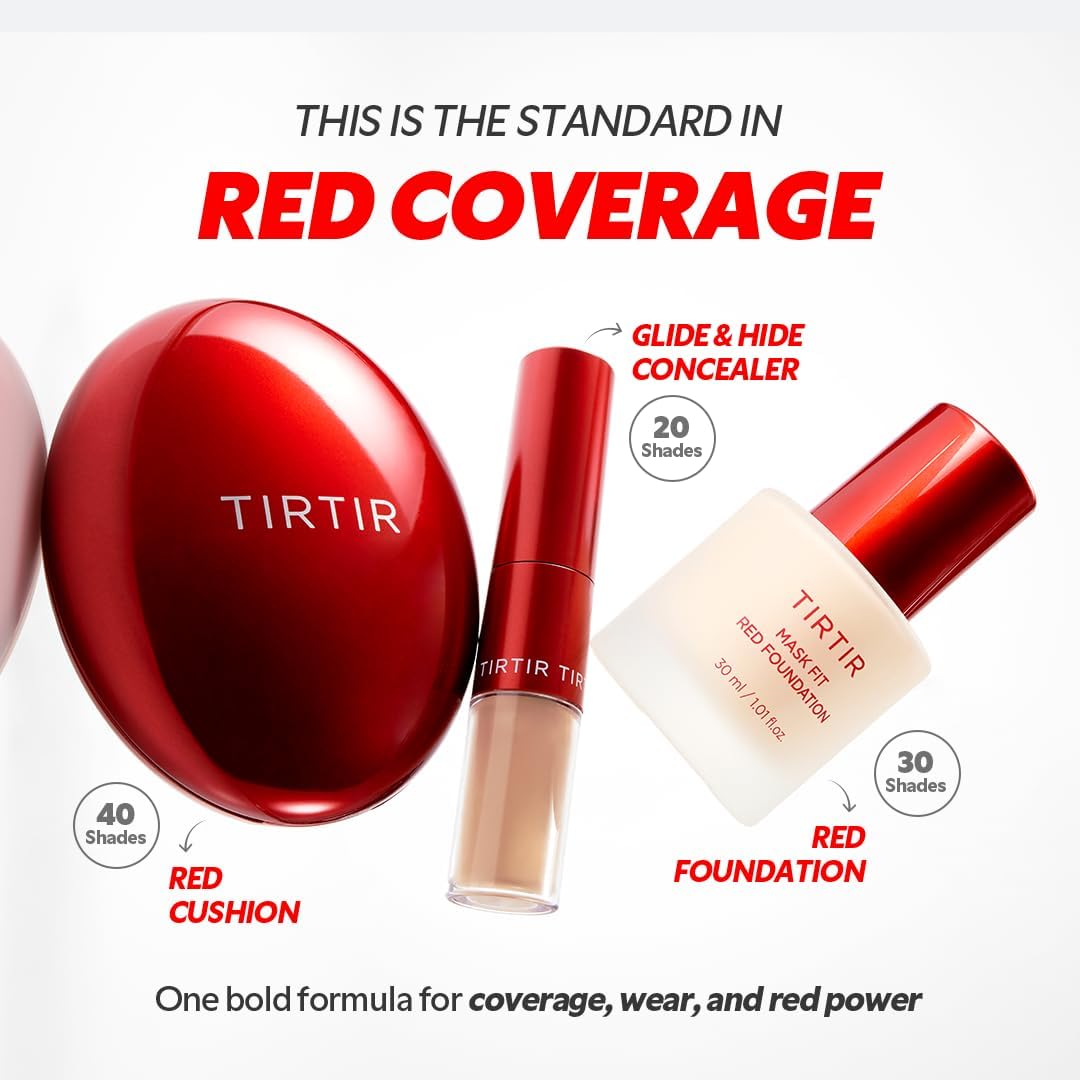 TIRTIR Mask Fit Red Foundation - Long-Lasting, Hydrating, Pore-Blurring - 1.01 Fl Oz (#51N Fudge)