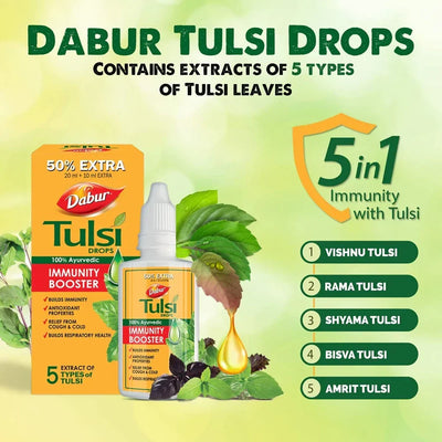 Dabur Tulsi Drops for Immune Support - Herbal Remedy, 30 mL - Image 3