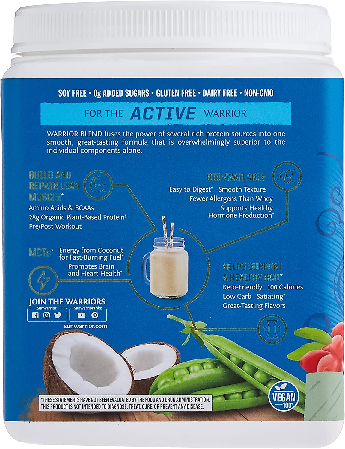 Sunwarrior Protein Warrior Blend Unflavored Powder, 375g - Image 3