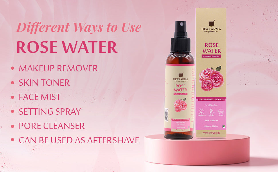 Upakarma Ayurveda Rose Water Spray - Natural Gulab Jal Moisturiser, 120ml - 3