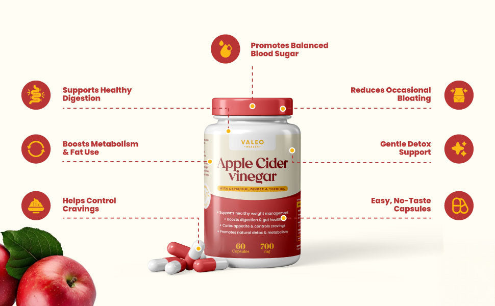 Valeo Apple Cider Vinegar Capsules with Mother - 60 Count - 5