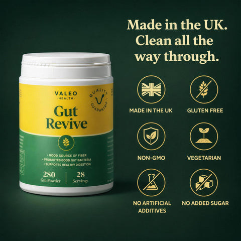 Valeo Gut Revive | Gut Cleanse for Women & Men | Prebiotics, Probiotics & Fiber for Digestive Health - 280g Powder