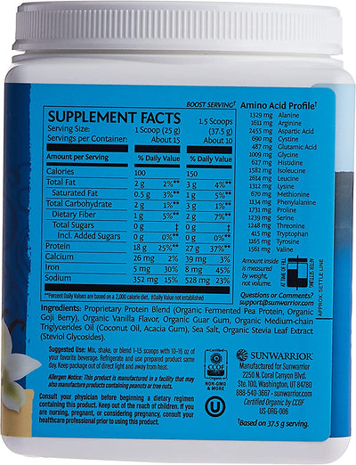 Sunwarrior Protein Warrior Blend - Vanilla, 375g Powder - Image 3
