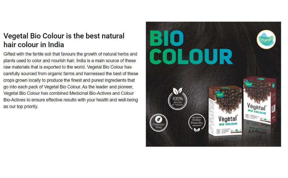 Vegetal Bio Hair Colour Dark Brown - Natural Ingredients, Ammonia-Free, 100g - 1