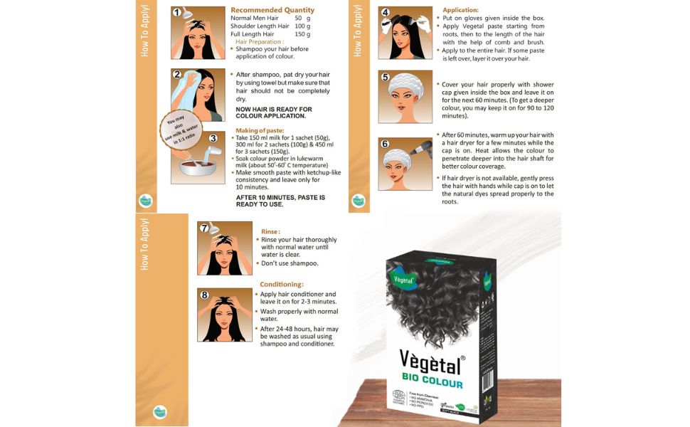 Vegetal Bio Hair Colour Dark Brown - Natural Ingredients, Ammonia-Free, 100g - 3