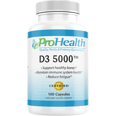 Pro Health Vitamin D3 5000 IU, 100 Capsules